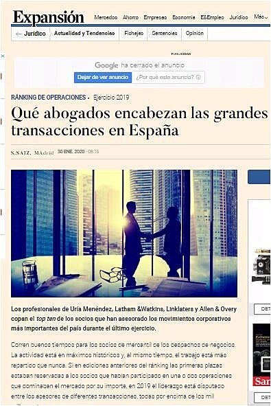Qu abogados encabezan las grandes transacciones en Espaa